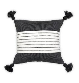 Pokoloko Moroccan Pillow 18-18" Belted Charcoal