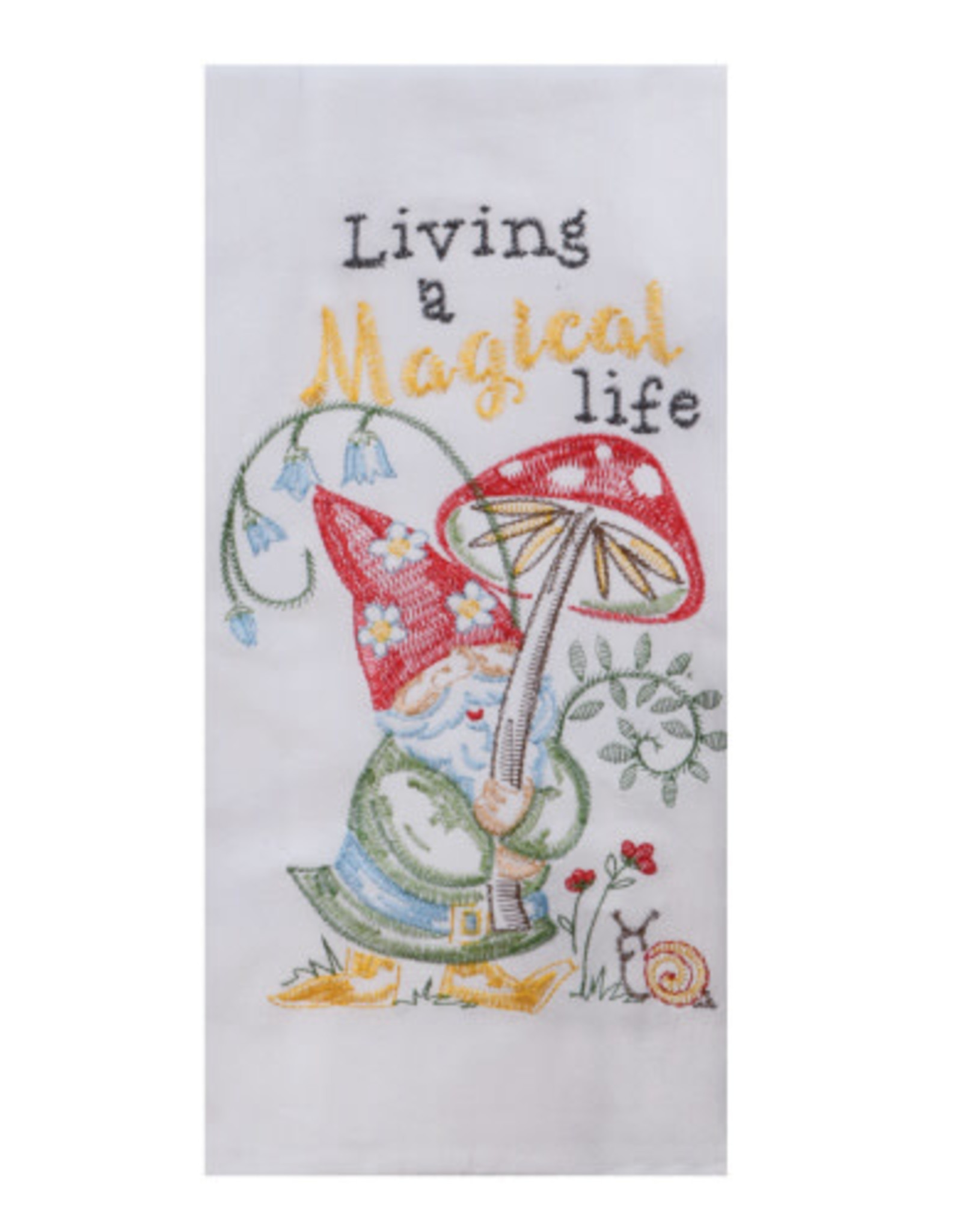 Kaydee Gnome Magical LIfe Embroidered Tea Towel
