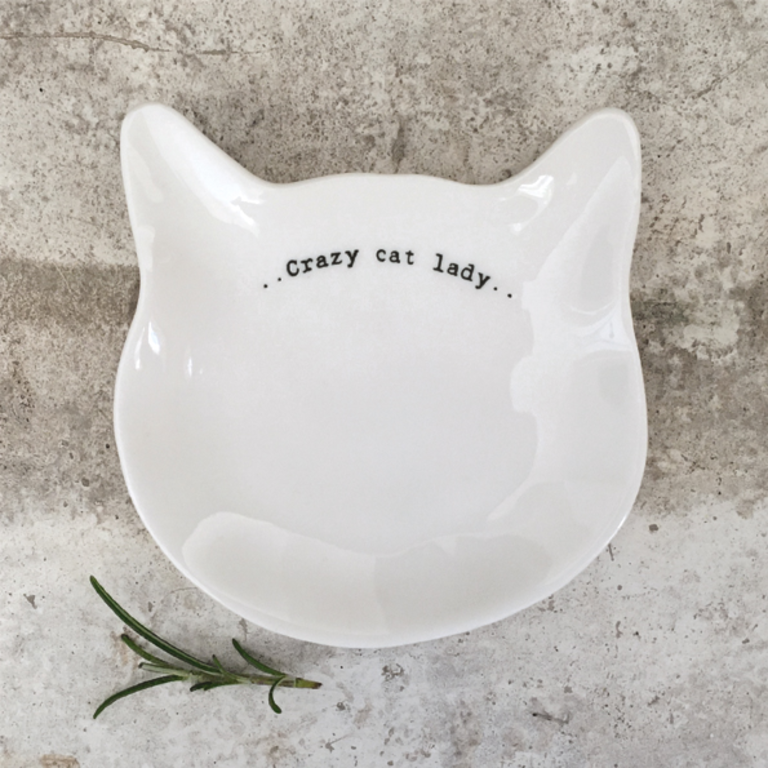 East of India Porcelain dish; Crazy cat lady