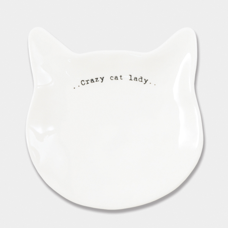 East of India Porcelain dish; Crazy cat lady