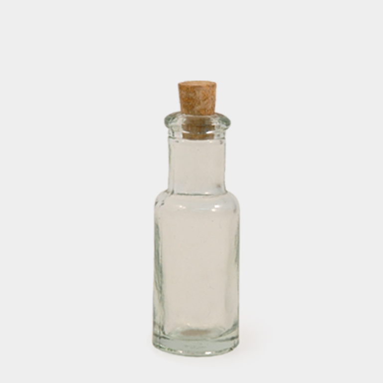 EOI Small clear glass bottle with cork - Bound to be Different