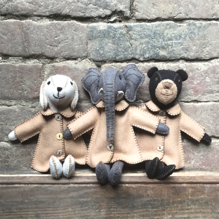 East of India Hand stitched felt elephant in jacket - Ellie