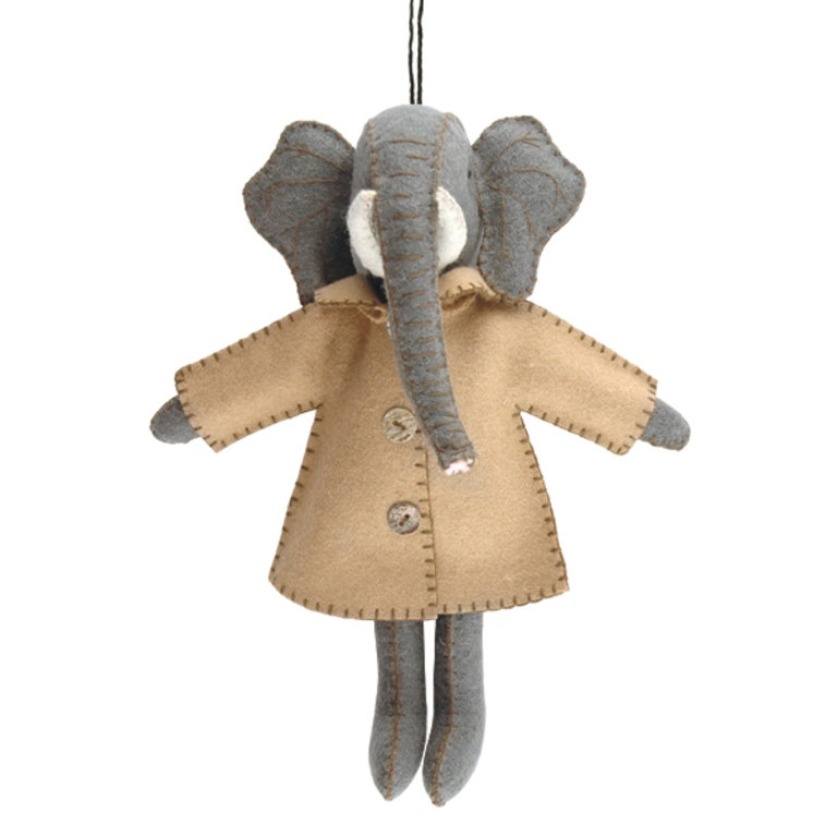 East of India Hand stitched felt elephant in jacket - Ellie