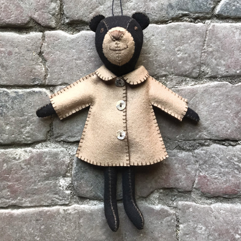 East of India Hand stitched felt bear in jacket - Freddie