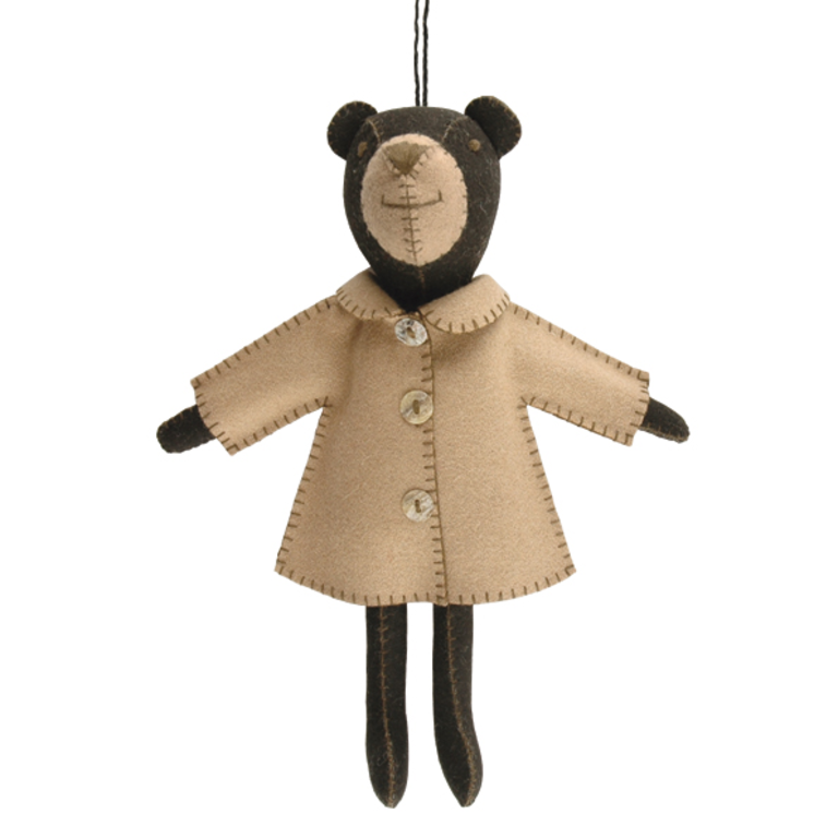 East of India Hand stitched felt bear in jacket - Freddie