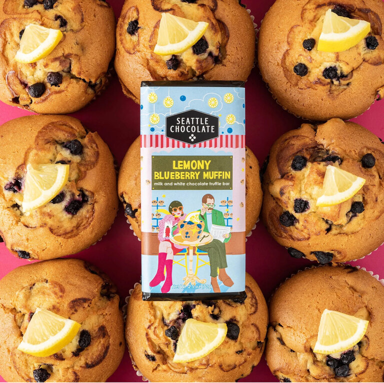 Seattle Chocolate Seattle chocolate ~ truffle bar 70g, Lemony Blueberry muffin