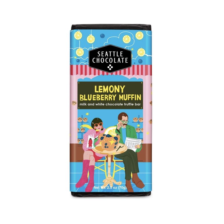 Seattle Chocolate Seattle chocolate ~ truffle bar 70g, Lemony Blueberry muffin
