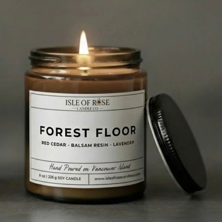 Isle of Rose Candle Co. Forest Floor 8oz Soy candleRed Cedar • Balsam Resin • Lavender