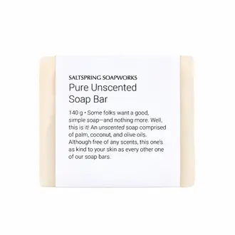 Saltspring Soapworks Pure Unscented  Soap Bar 140g