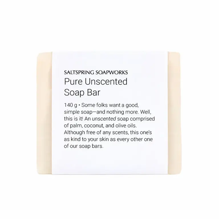Saltspring Soapworks Pure Unscented  Soap Bar 140g