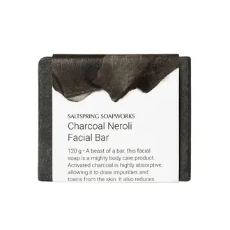 Saltspring Soapworks Charcoal Neroli facial soap bar 120g