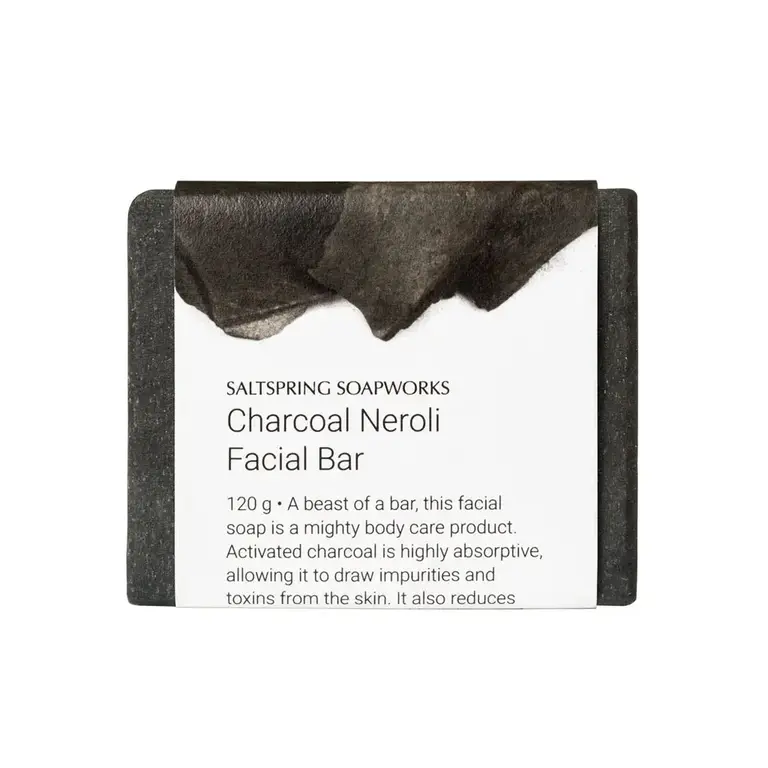 Saltspring Soapworks Charcoal Neroli facial soap bar 120g
