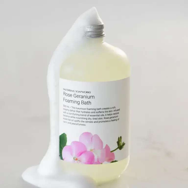 Saltspring Soapworks Rose Geranium Foaming bath 500ml