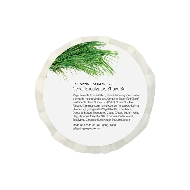 Saltspring Soapworks Cedar Eucalyptus Shave Bar, 95g