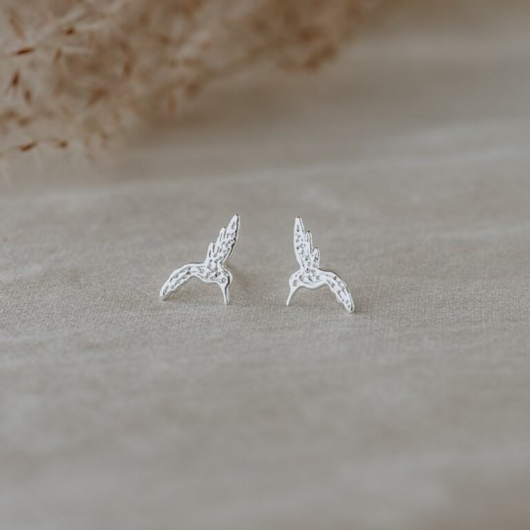 Glee Jewelry Silver plated Hummingbird studs