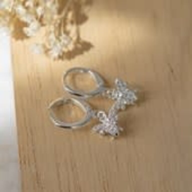 Glee Jewelry Silver plated Bee Shiny hoops