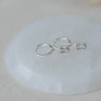 Glee Jewelry Silver plated shine hoops, clear