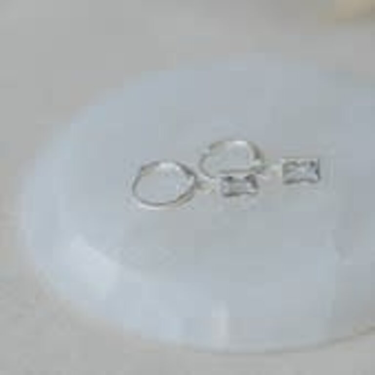 Glee Jewelry Silver plated shine hoops, clear
