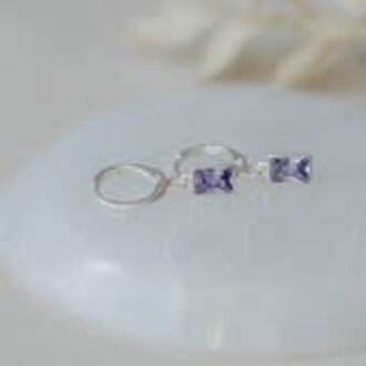 Glee Jewelry Silver plated Shine hoops, purple