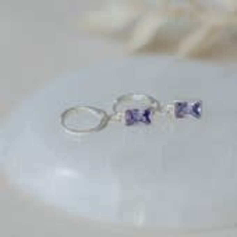 Glee Jewelry Silver plated Shine hoops, purple