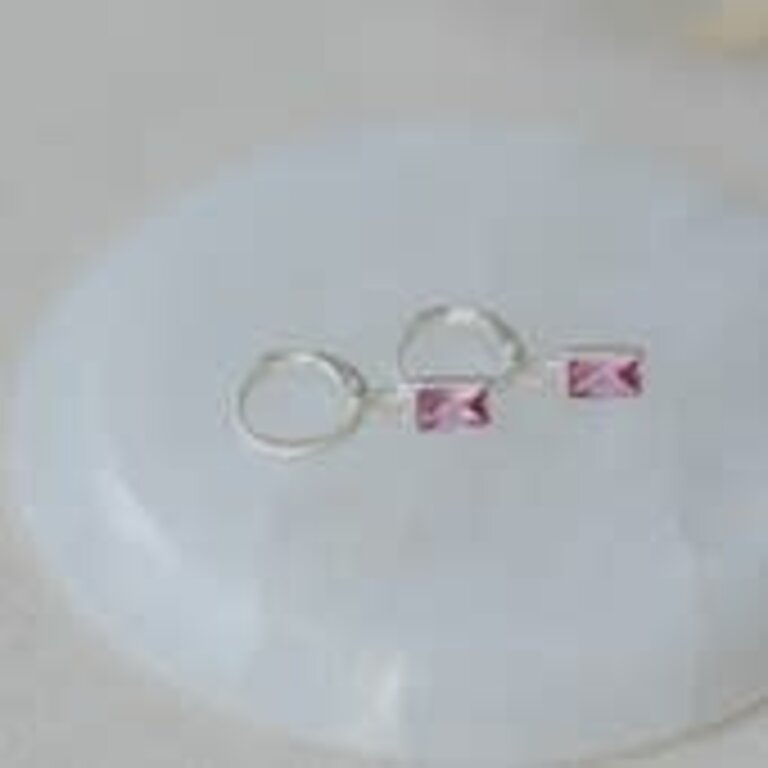 Glee Jewelry Silver plated Shine hoops, pink