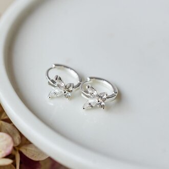 Glee Jewelry Silver plated Papillon hoops