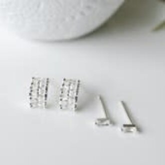 Glee Jewelry Silver plated Duet set fancy silver / clear