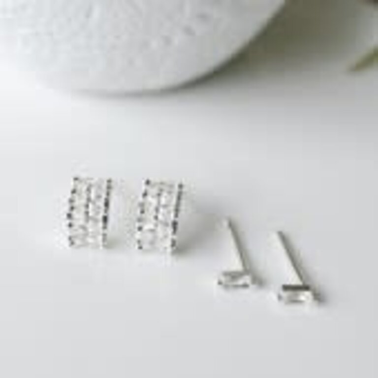 Glee Jewelry Silver plated Duet set fancy silver / clear