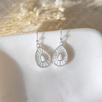 Glee Jewelry Silver plated Dewdrop earrings w. opals