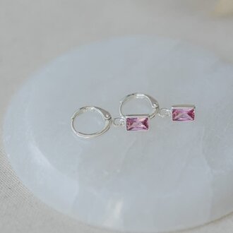 Glee Jewelry Silver plated Shine hoops, pink