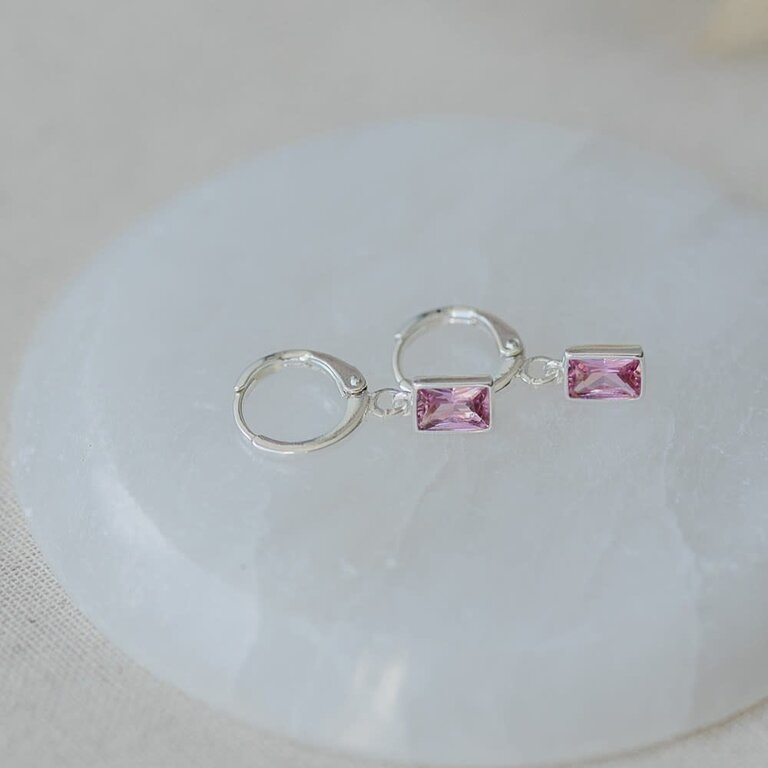 Glee Jewelry Silver plated Shine hoops, pink