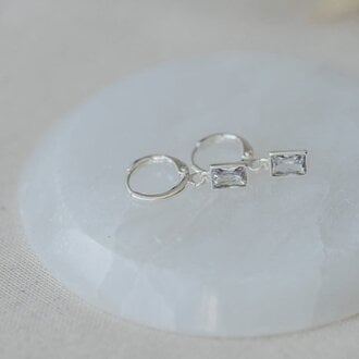 Glee Jewelry Silver plated shine hoops, clear