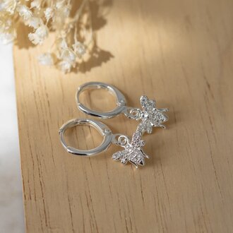 Glee Jewelry Silver plated Bee Shiny hoops