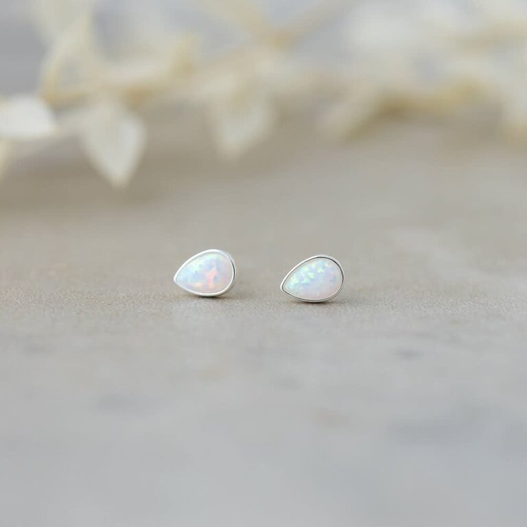 Glee Jewelry Silver plated Icy rain Opalite studs