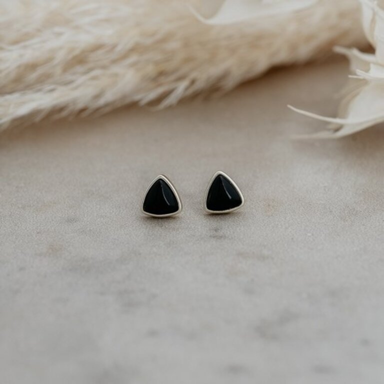 Glee Jewelry  Silver plated Mae studs black onyx