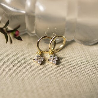 Glee Jewelry Gold plated Twila hoops clear