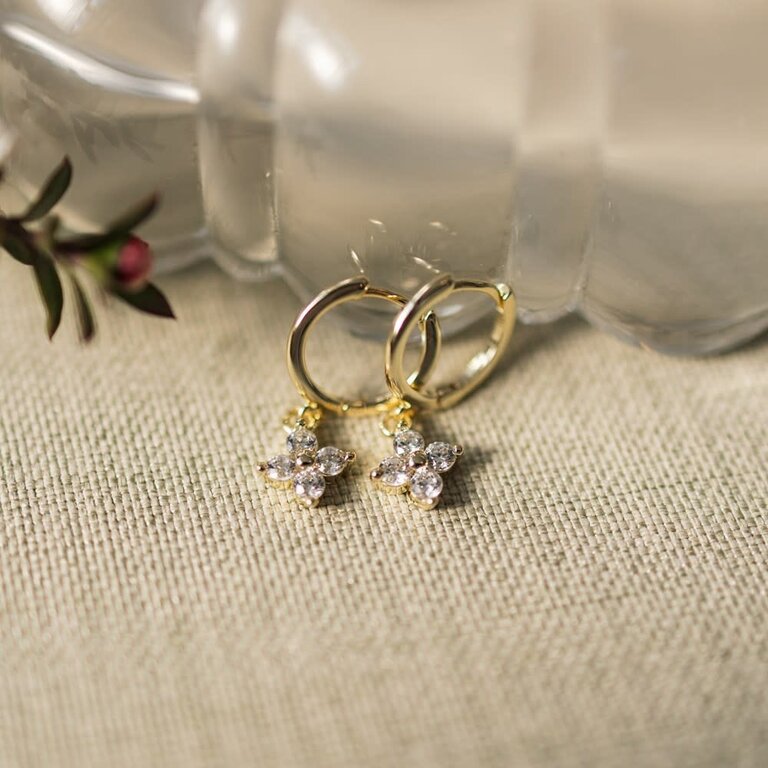 Glee Jewelry Gold plated Twila hoops clear