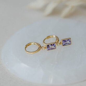 Glee Jewelry Gold plated Shine hoops, purple