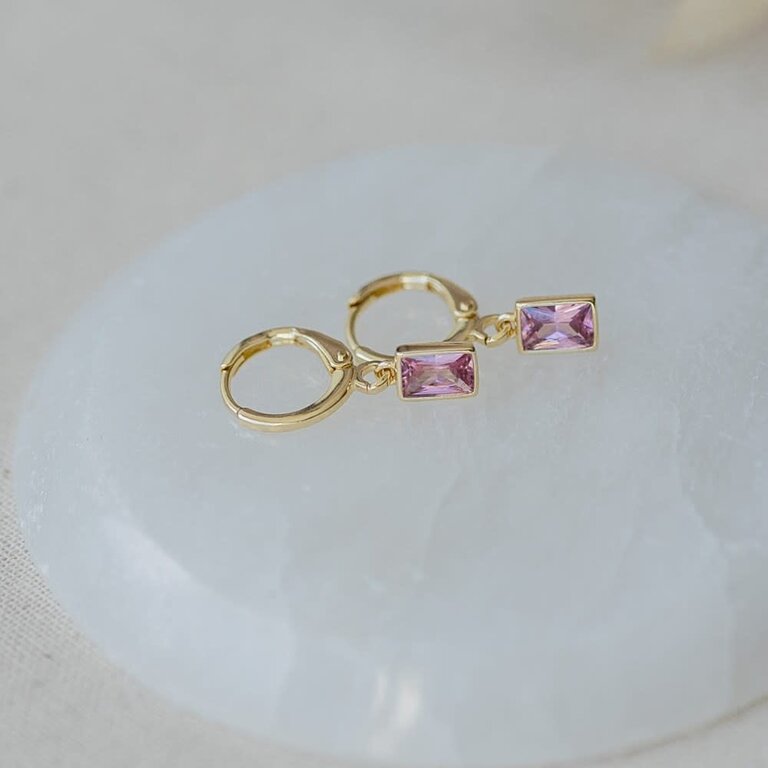 Glee Jewelry Gold plated Shine hoops pink