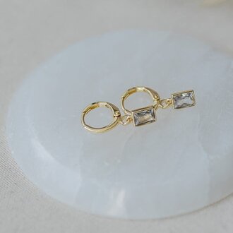 Glee Jewelry Gold plated Shine hoops, clear
