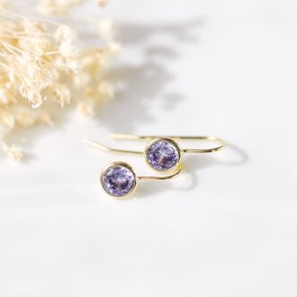 Glee Jewelry Gold plated Dazzle earrings, purple