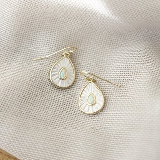 Glee Jewelry Gold plated Dewdrop earrings w. opals