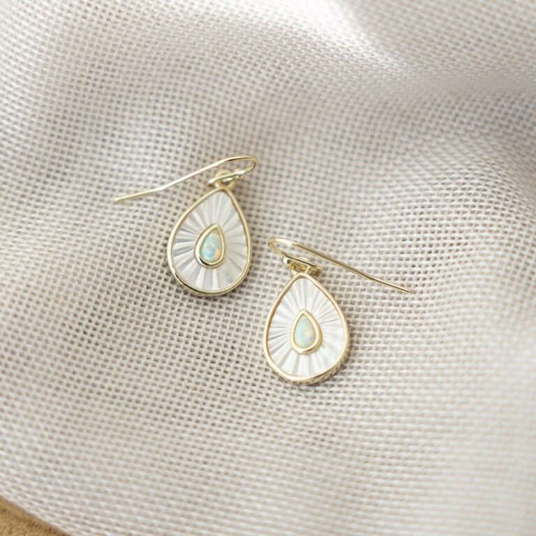 Glee Jewelry Gold plated Dewdrop earrings w. opals