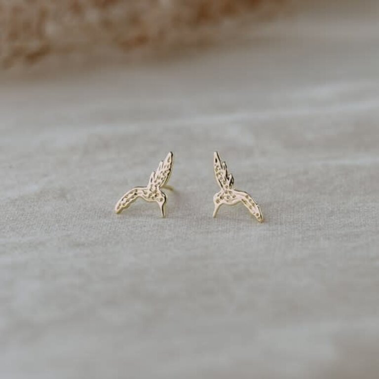 Glee Jewelry Gold plated Hummingbird studs