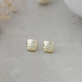 Glee Jewelry Gold plated Willa studs square patterned