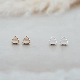 Glee Jewelry Gold plated Mae studs white moonstone