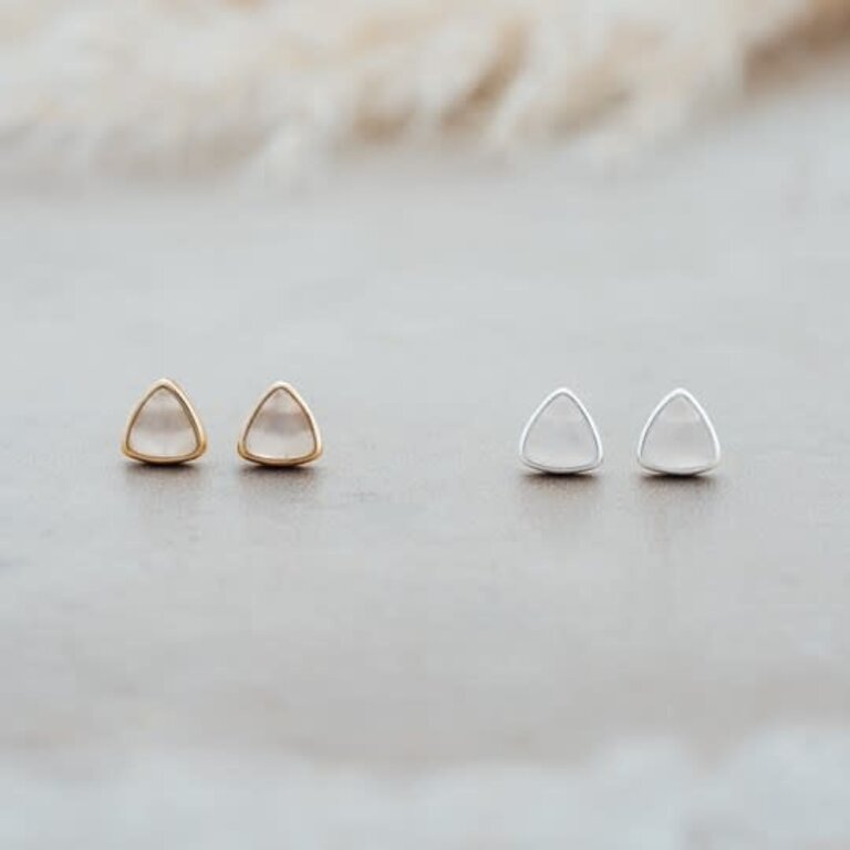 Glee Jewelry Gold plated Mae studs white moonstone