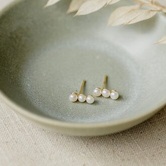 Glee Jewelry Gold plated Trio studs pearl