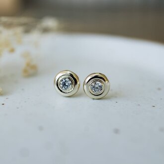 Glee Jewelry Gold plated Glimmer disc studs, clear