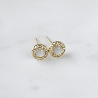 Glee Jewelry Gold plated Odette studs MOP clear
